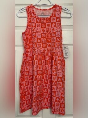 wonder nation Red and Pink Seashell Print Tank Dress
